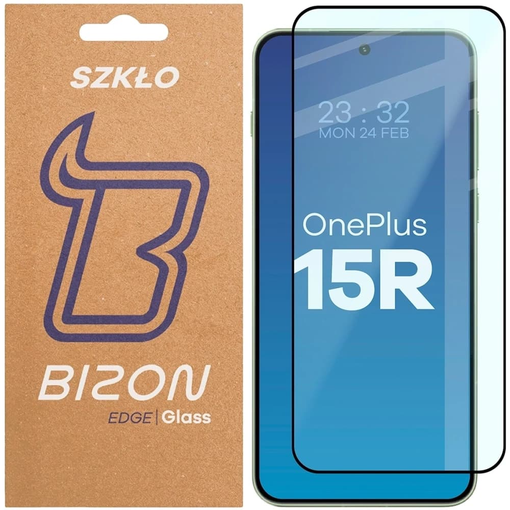 Szkło hartowane Bizon Glass Edge 2 do OnePlus 15R czarna ramka - 1