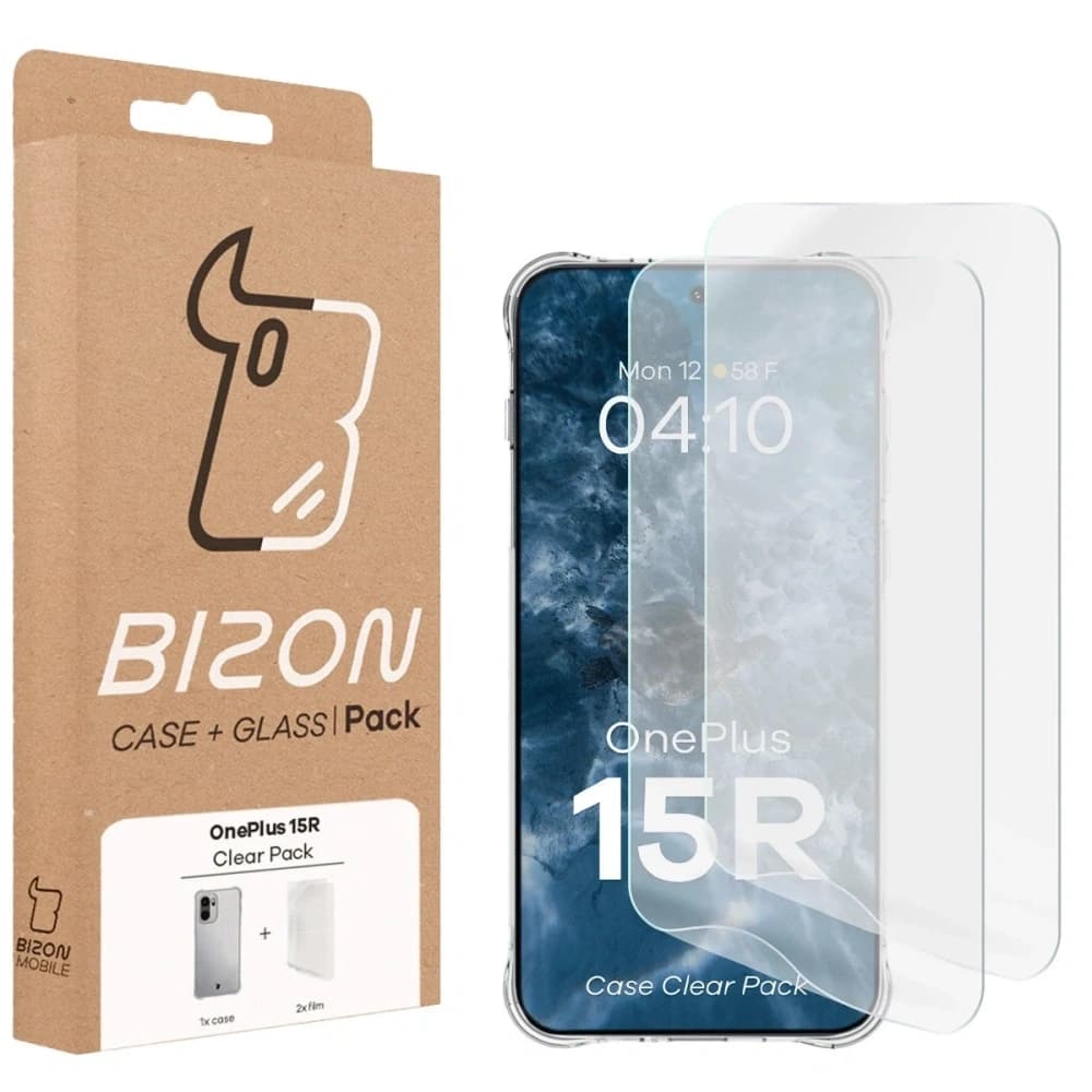 Elastyczne etui + 2x folia na ekran Bizon Case Clear Pack do OnePlus 15R - 9
