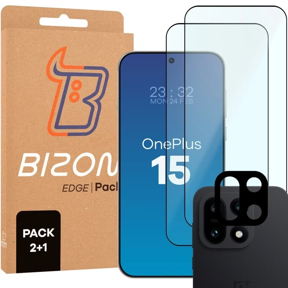 2x Szkło + szybka na aparat Bizon Edge Pack do OnePlus 15 - 1