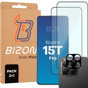 2x Szkło + szybka na aparat Bizon Edge Pack do Xiaomi 15T Pro
