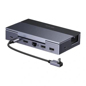 UGREEN CM800 6-in-1 Docking Station for Portable Consoles Steam Deck / Asus ROG Ally USB-C to HDMI 4K 120Hz 2x USB USB-C RJ45 (gray)