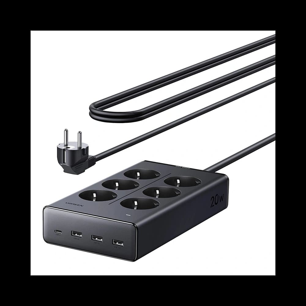 UGREEN S622 Power Strip 6xAC + 3xUSB + USB-C GaN 1.5m (black) - 3