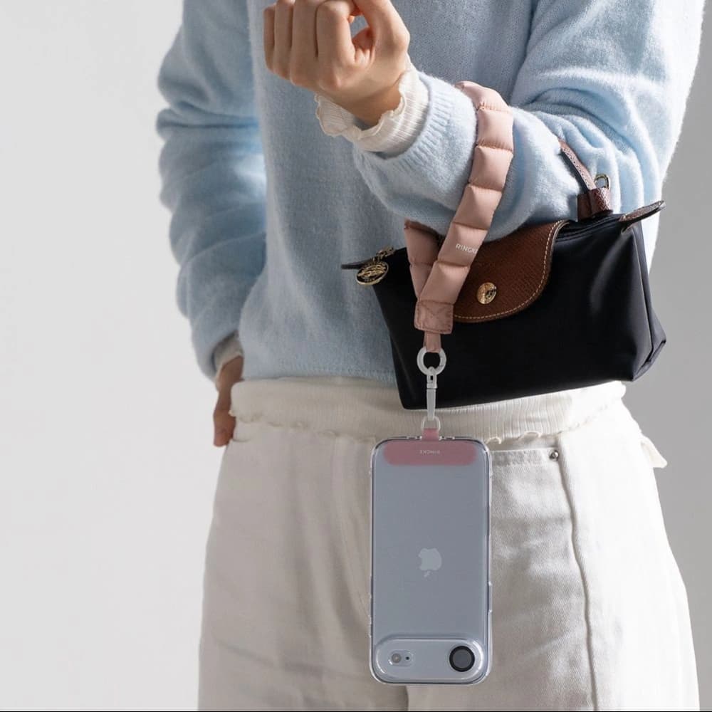 Rinkge Holder & Puffer Hand Strap Floral Pink - 3