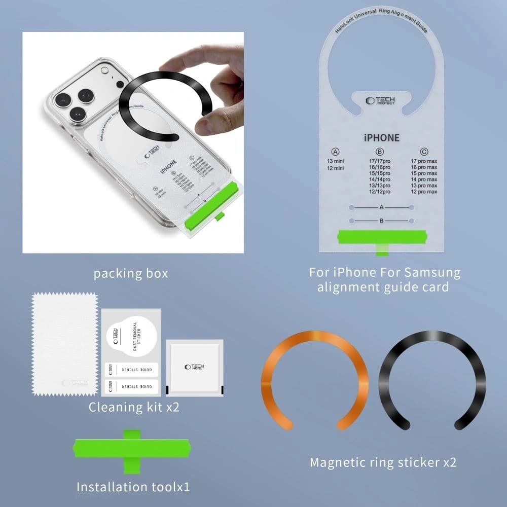 Tech-Protect MMP-210 Magnetischer MagSafe Ring Schwarz & Kosmisches Orange [2 PACK]
 - 9