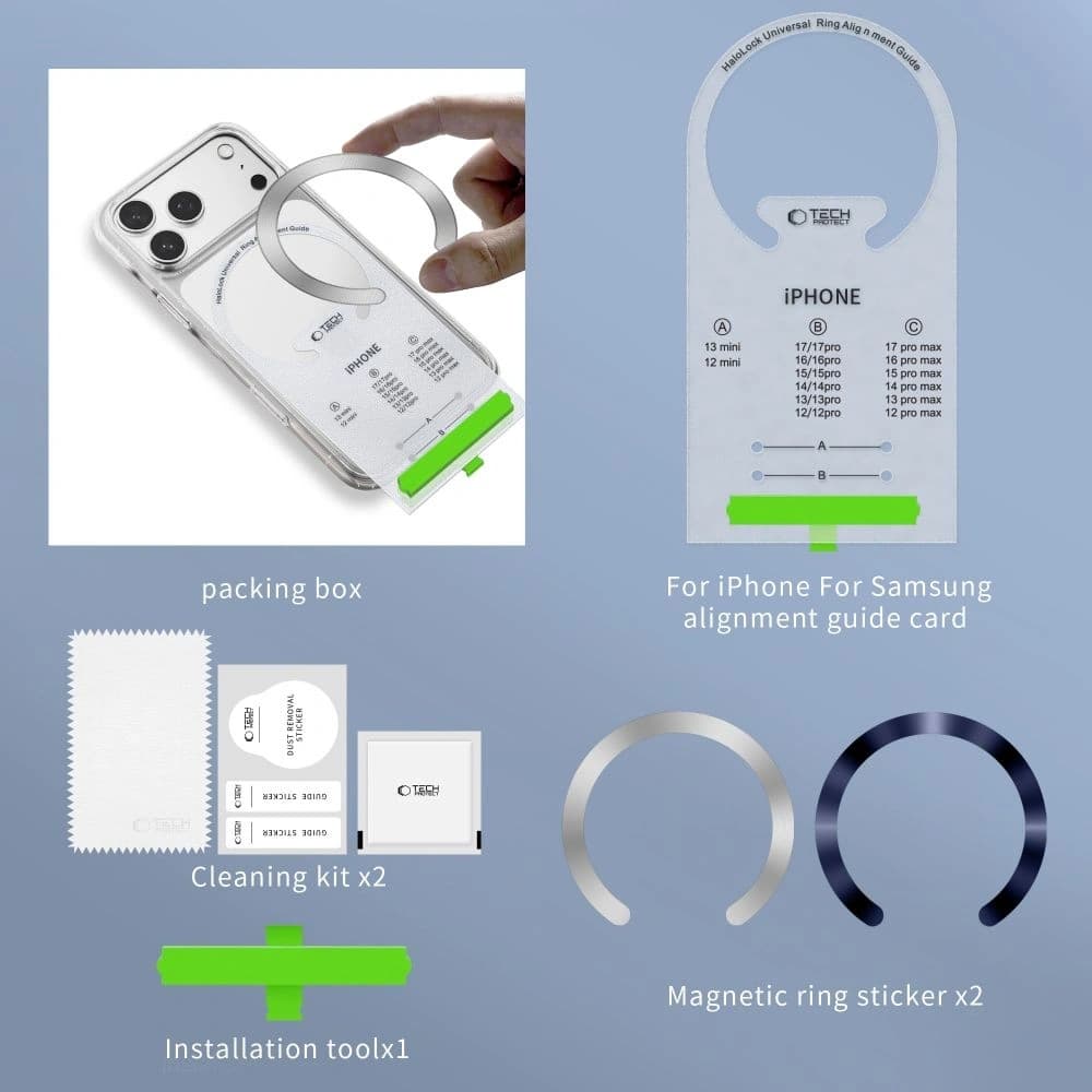 Tech-Protect MMP-210 Magnetic MagSafe Ring Deep Blue & Silver [2 PACK] - 9