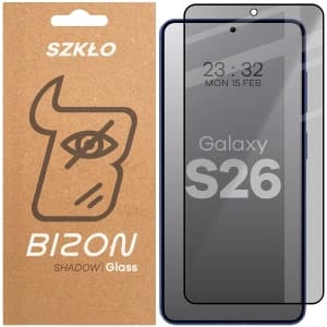 Bizon Glass Edge Shadow Samsung Galaxy S26 tinted with a black frame