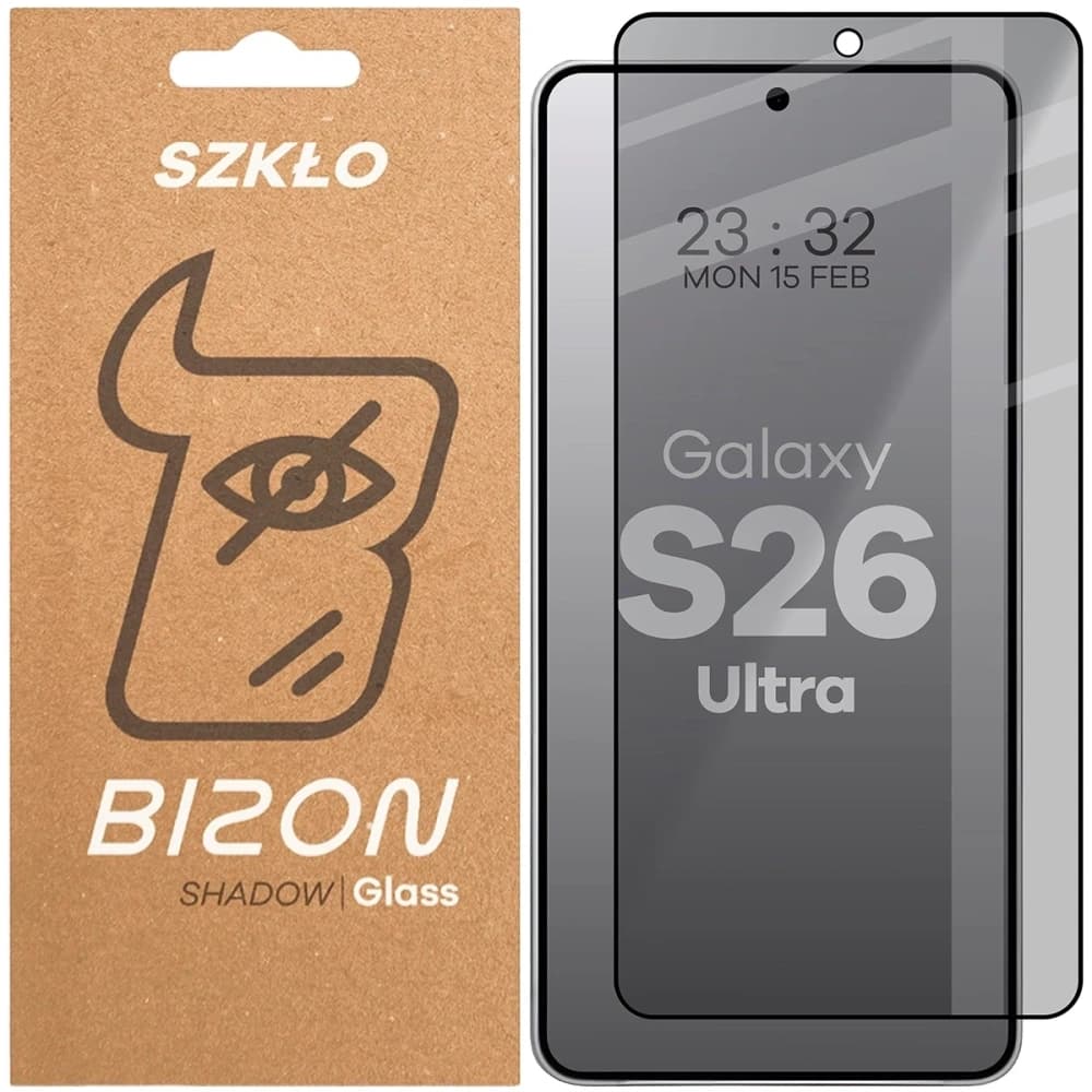 Bizon Glass Edge Shadow Samsung Galaxy S26 Ultra tinted with a black frame - 1