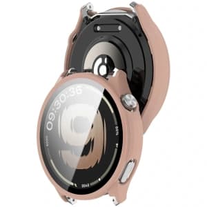 Etui ze szkłem do zegarka Bizon Case Watch Adamo do OnePlus Watch Lite 45 mm / Oppo Watch S 45 mm różowe