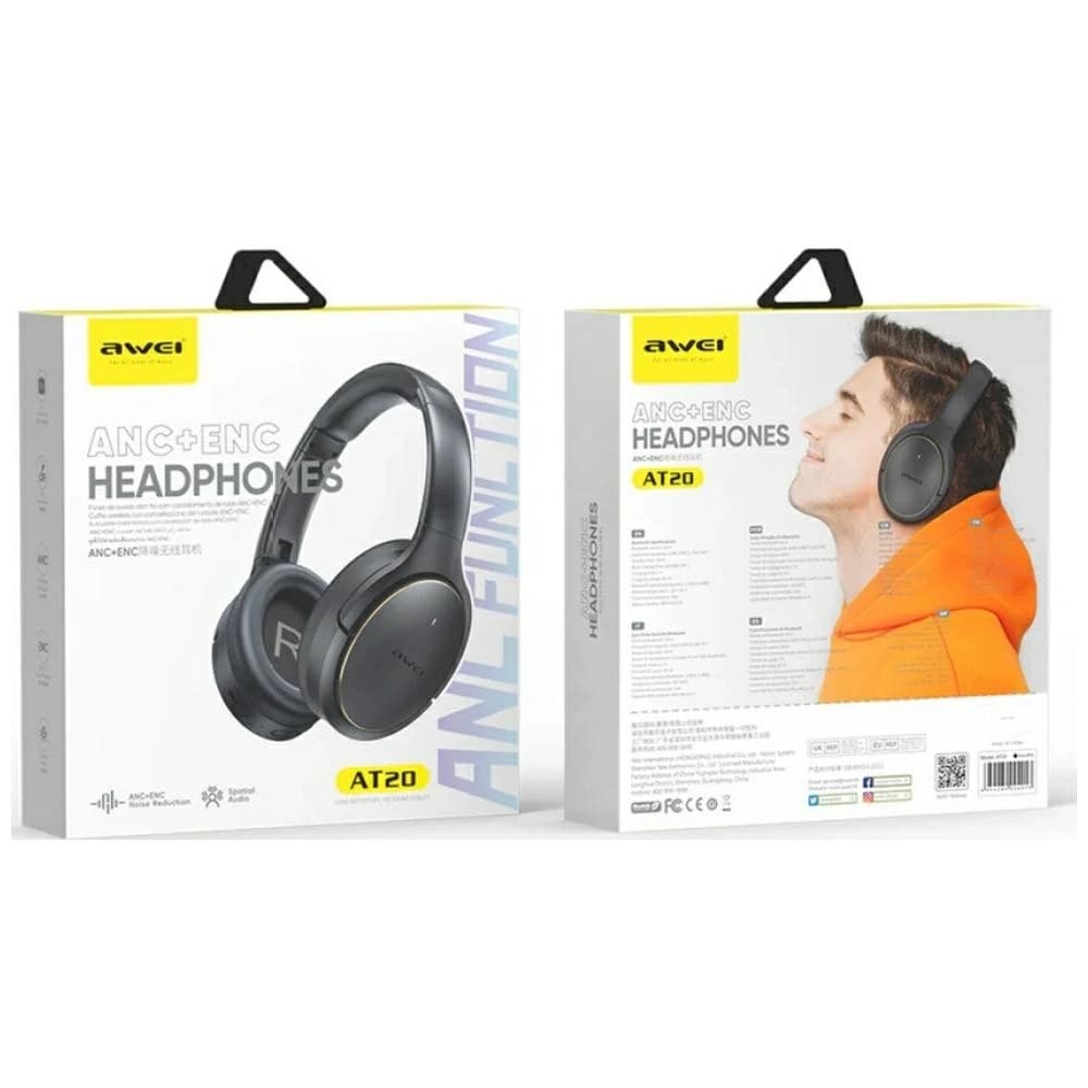 AWEI AT20 Wireless Over-Ear Headphones Bluetooth 6.0 Black - 4