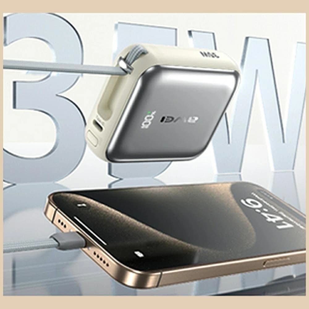 Awei AS-181 Power Bank 10000mAh 35W USB-C + Lightning / USB-C Cables Silver - 3