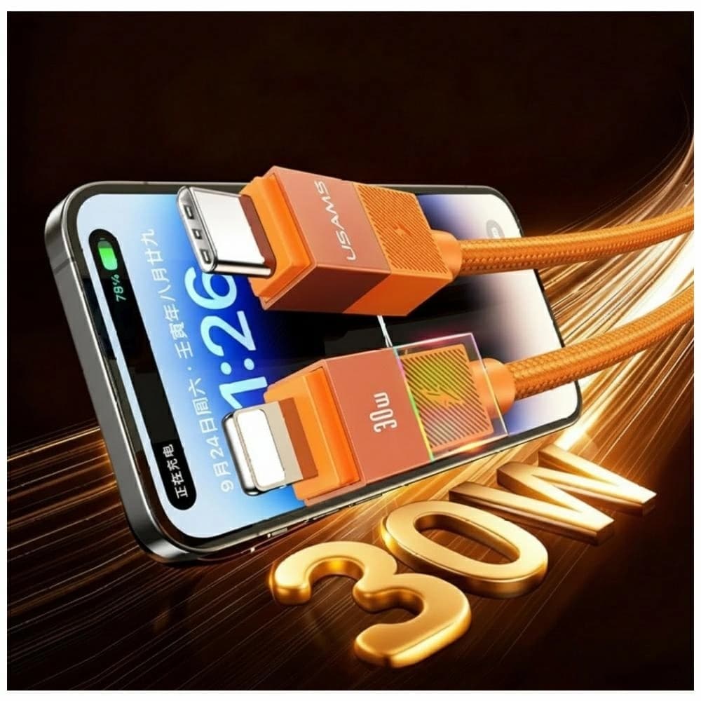 USAMS U93 30W USB-C / Lightning Kabel 1.2m orange
 - 3
