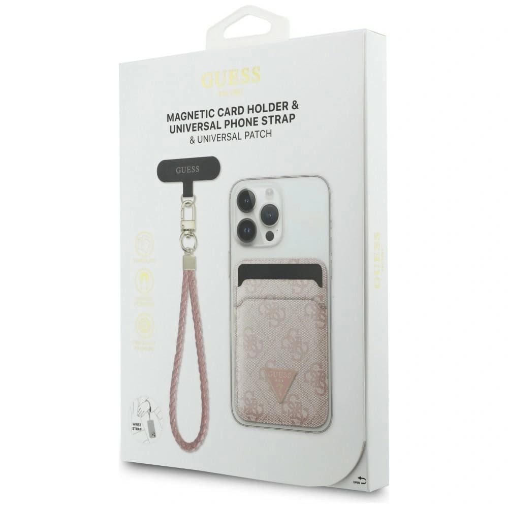Guess triangle MagSafe Wallet + Hand strap set Pink - 6