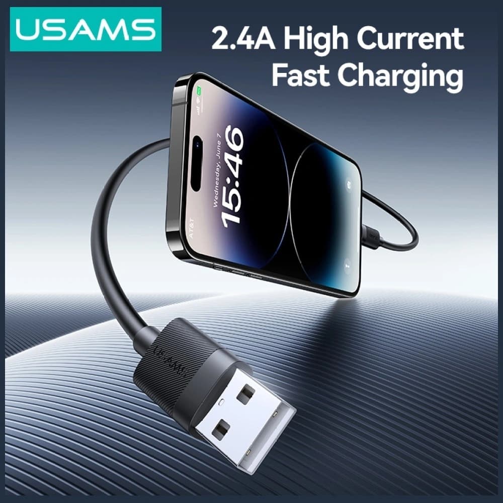 USAMS U94 12W Lightning / USB-A Cable 1m Black - 4