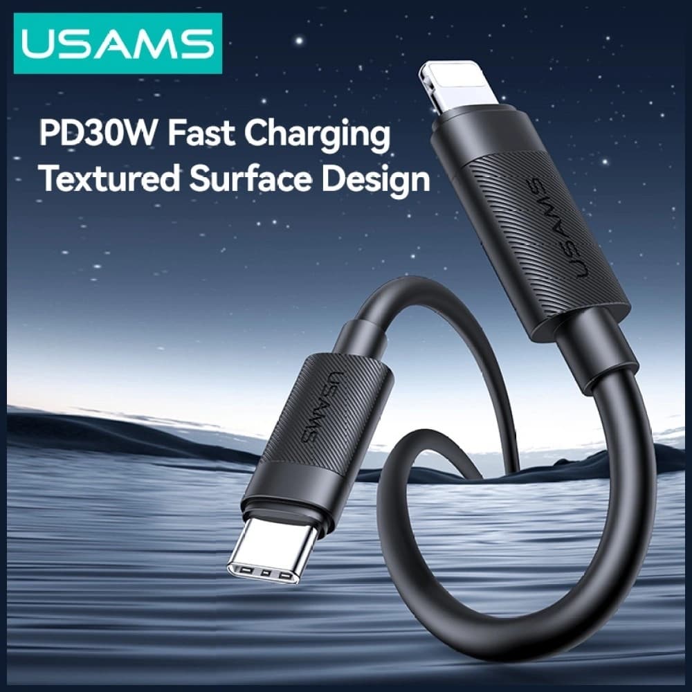 USAMS U94 30W USB-C / Lightning Kabel 1m schwarz
 - 2