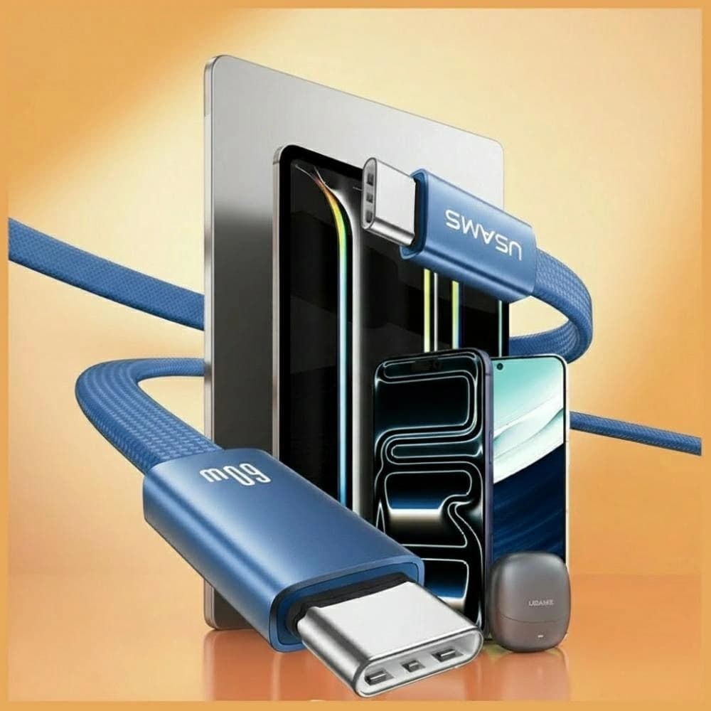 USAMS U96 60W USB-C / USB-C Kabel 1.2m blau
 - 2