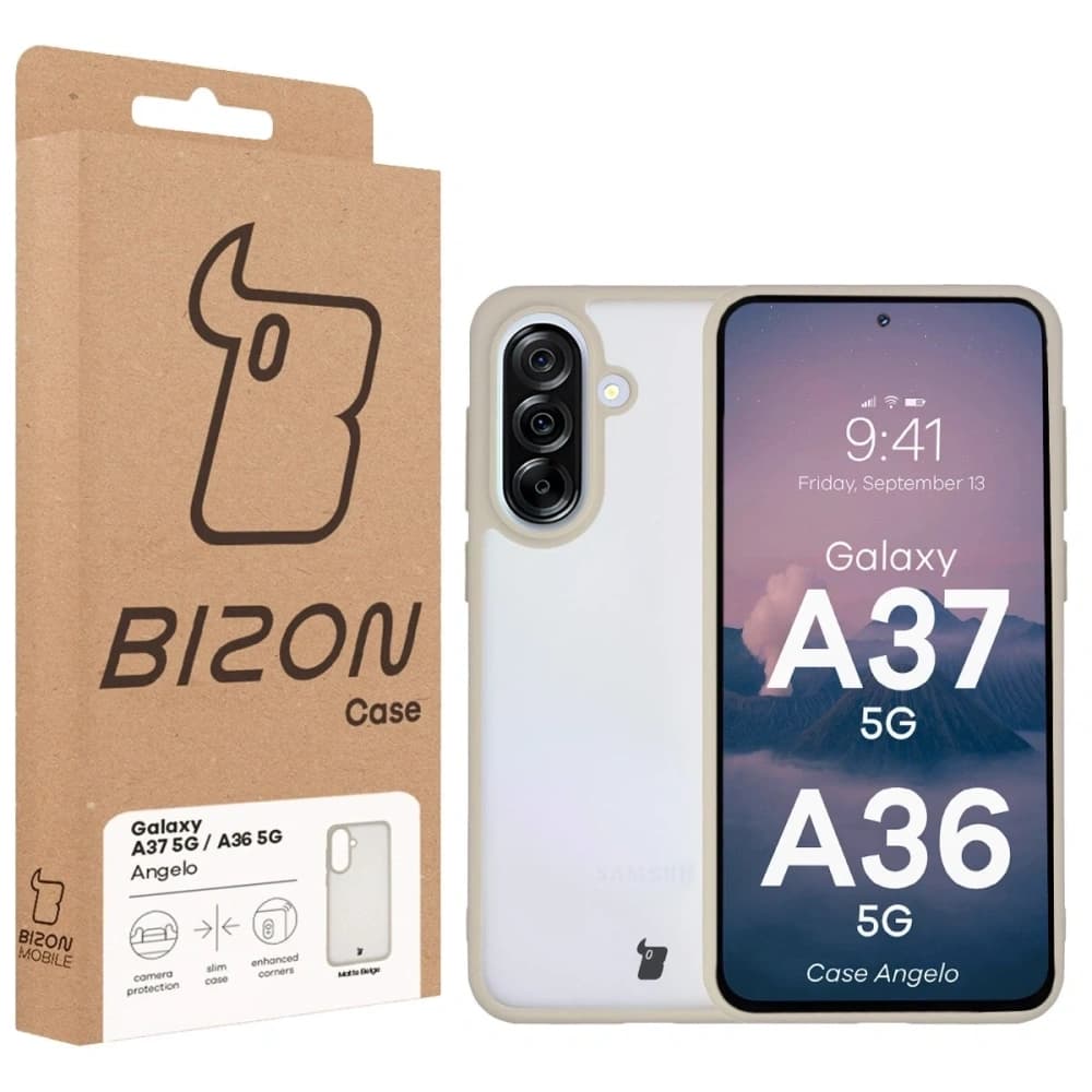 Bizon Case Angelo Samsung Galaxy A37 5G / A36 5G halbtransparent mit einem beigen Rahmen
 - 6