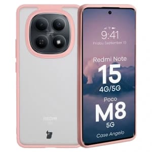 Bizon Case Angelo Xiaomi Redmi Note 15 / POCO M8 5G halbtransparent mit einem hellrosa Rahmen

