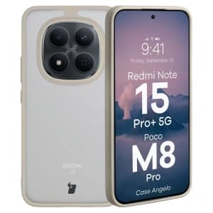 Bizon Case Angelo Xiaomi Redmi Note 15 Pro+ Plus 5G / POCO M8 Pro 5G semi-transparent with a beige frame