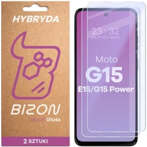 Bizon Glass Mule Duo Motorola Moto G15 / G15 Power / E15 [2 PACK]