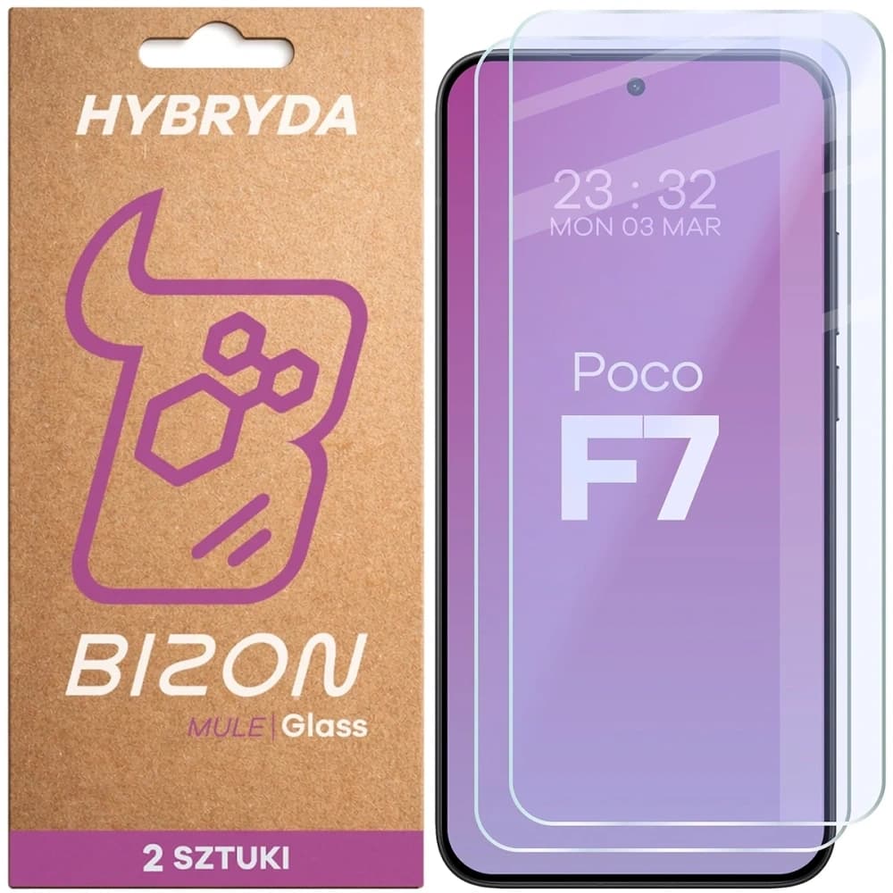 Elastyczne szkło hybrydowe Bizon Glass Mule Duo do Xiaomi POCO F7 [2 PACK] - 1
