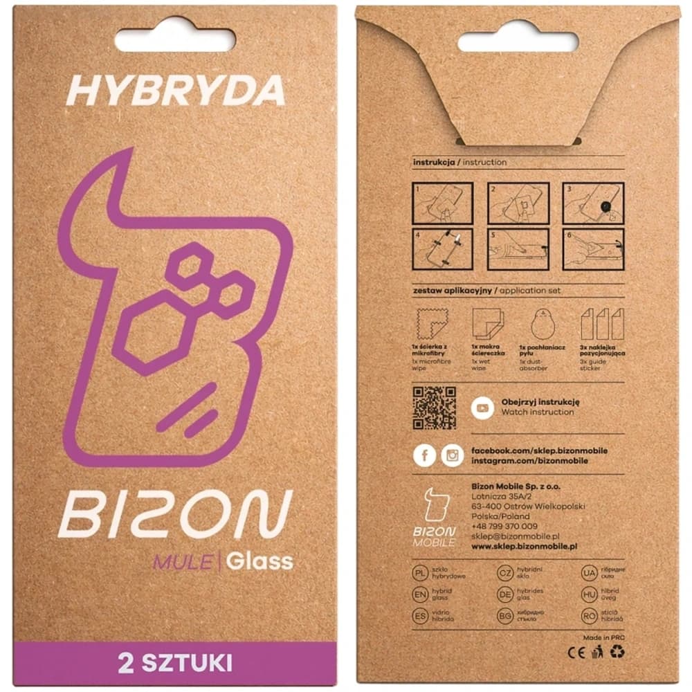 Elastyczne szkło hybrydowe Bizon Glass Mule Duo do Xiaomi POCO F7 [2 PACK] - 5