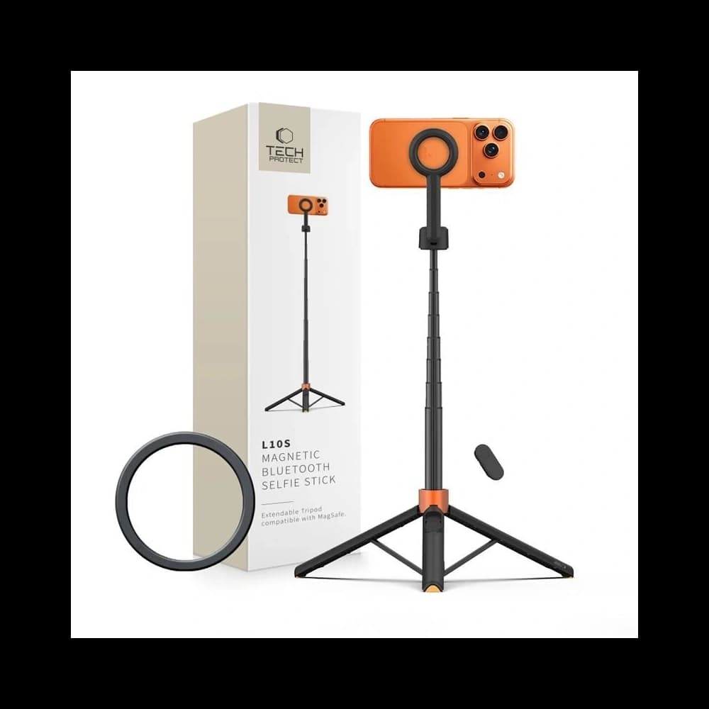 Tech-Protect L10D MagSafe Bluetooth Selfie Stick Tripod Black/orange - 1