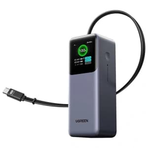 UGREEN PB726 Powerbank 20000mAh 165W USB-A + USB-C with built-in Cable (Gray)