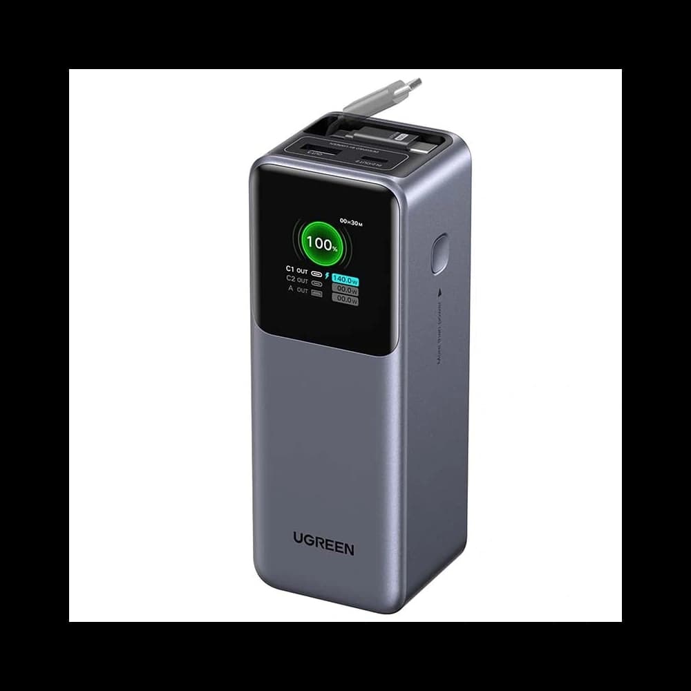 UGREEN PB726 Powerbank 20000mAh 165W USB-A + USB-C with built-in Cable (Gray) - 2