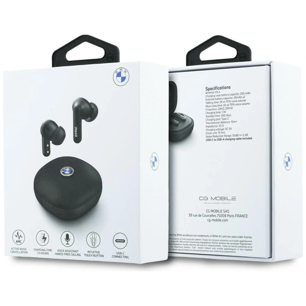 BMW Wireless in-ear Bluetooth TWS headphones Leather Metal Logo ENC black - 6