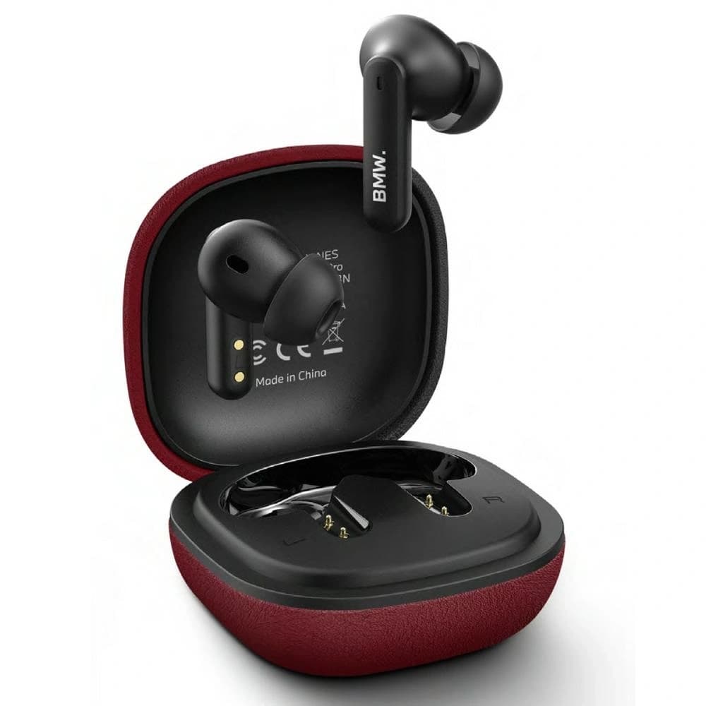 BMW Drahtlose In-Ear Bluetooth TWS Kopfhörer Leder Metall Logo ENC rot - 1