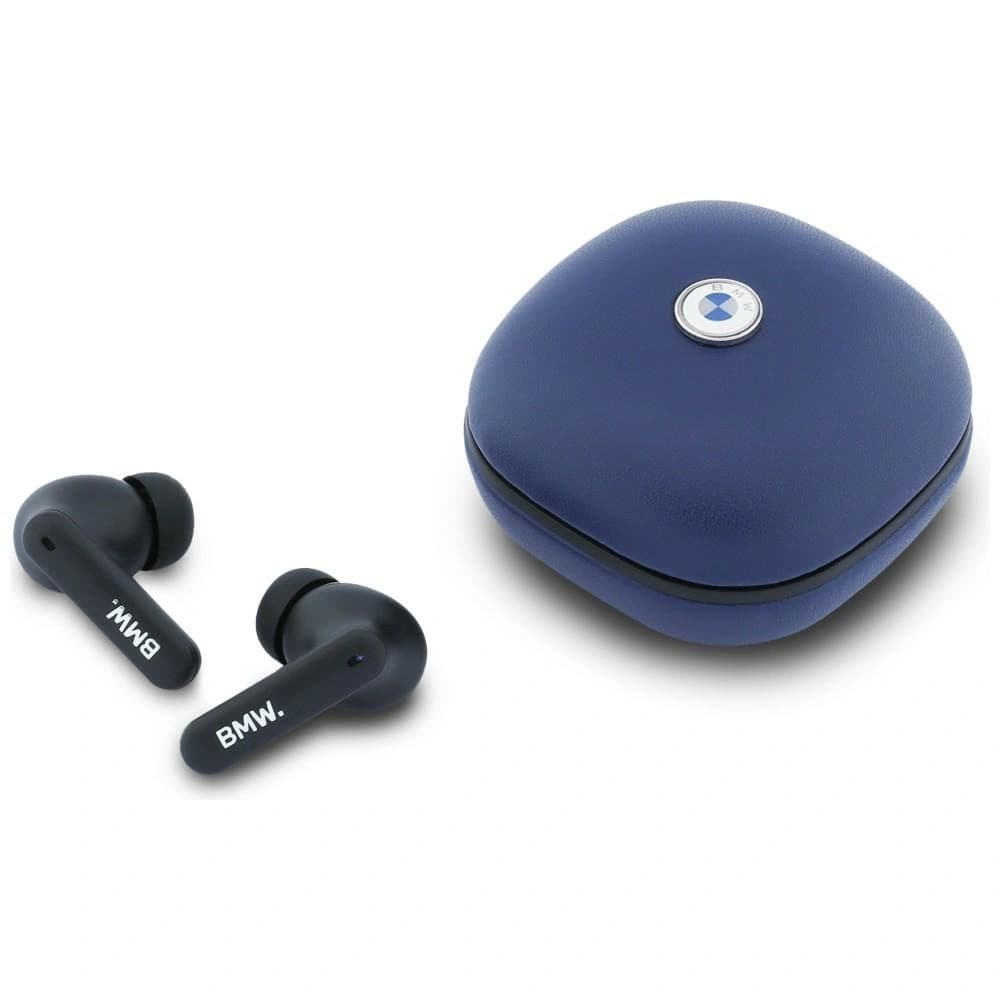 BMW Drahtlose In-Ear Bluetooth TWS Kopfhörer Leder Metall Logo ENC marineblau - 1