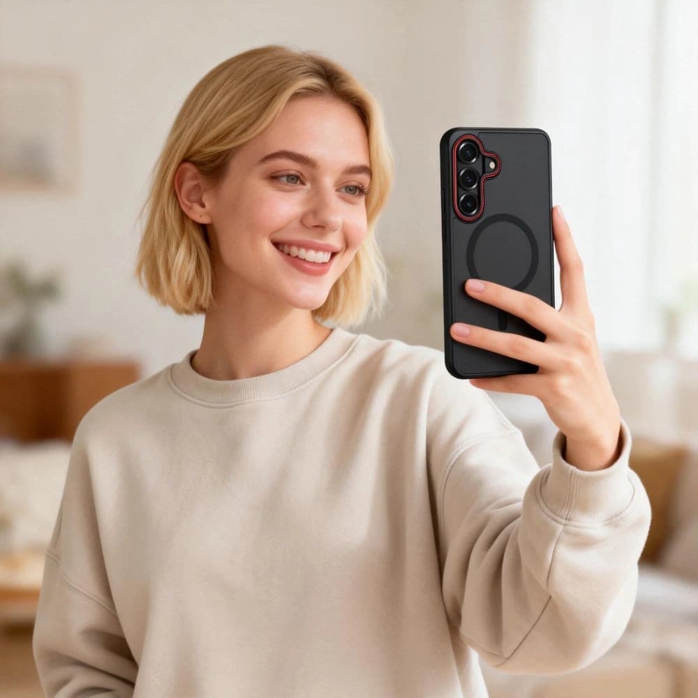 Tech-Protect MagCam MagSafe Samsung Galaxy S26+ Plus Matte Black/red - 8