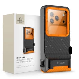 Tech-Protect IPX8 Pro Universelle Tauch-Wasserdichte Hülle Schwarz/Orange
