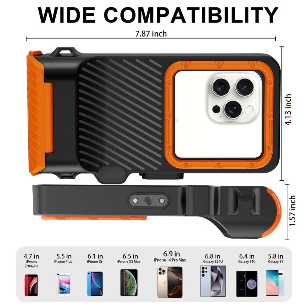 Tech-Protect IPX8 Pro Universal Diving Waterproof Case Black/orange - 5