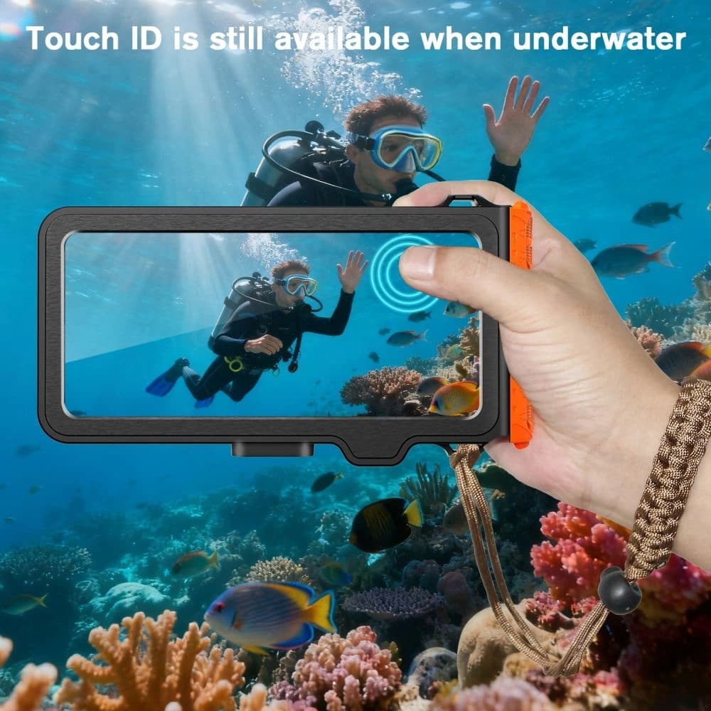 Tech-Protect IPX8 Pro Universal Diving Waterproof Case Black/orange - 7