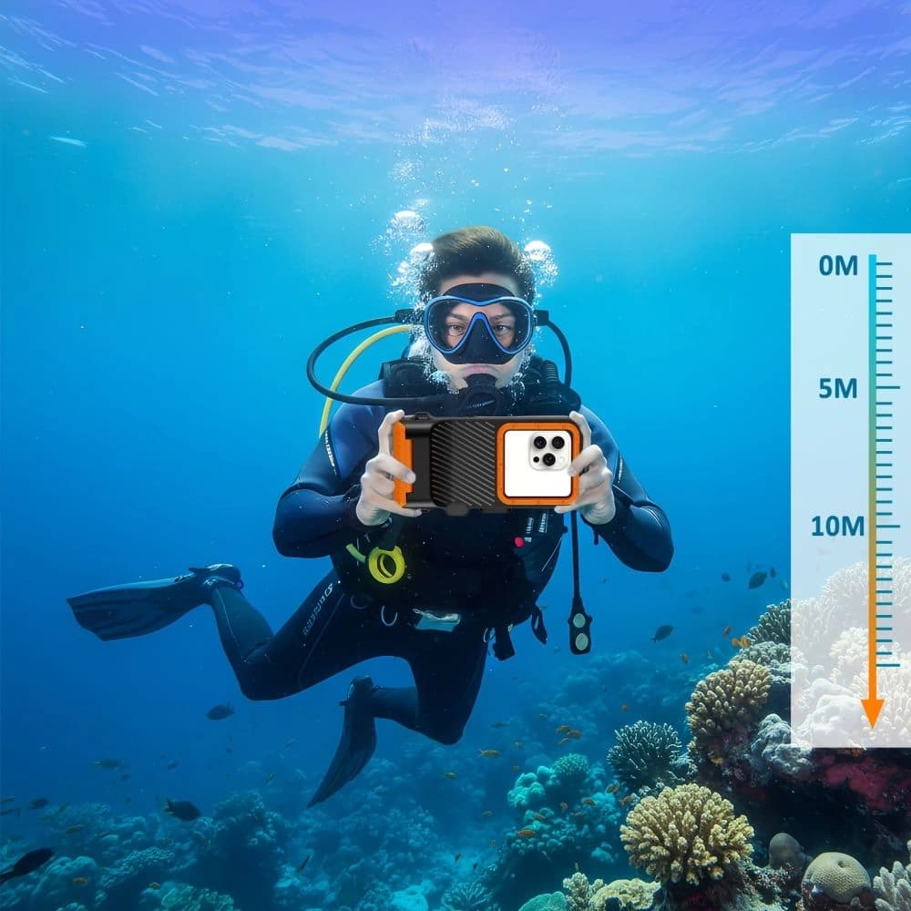 Tech-Protect IPX8 Pro Universal Diving Waterproof Case Black/orange - 8