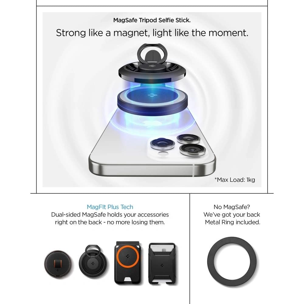 Spigen S581W MagSafe Bluetooth Selfie Stick Stativ Schwarz
 - 12