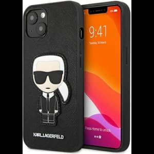 [CR] Karl Lagerfeld KLHCP13SOKPK Case for Apple iPhone 13 mini black hardcase Saffiano Ikonik Karl's Patch