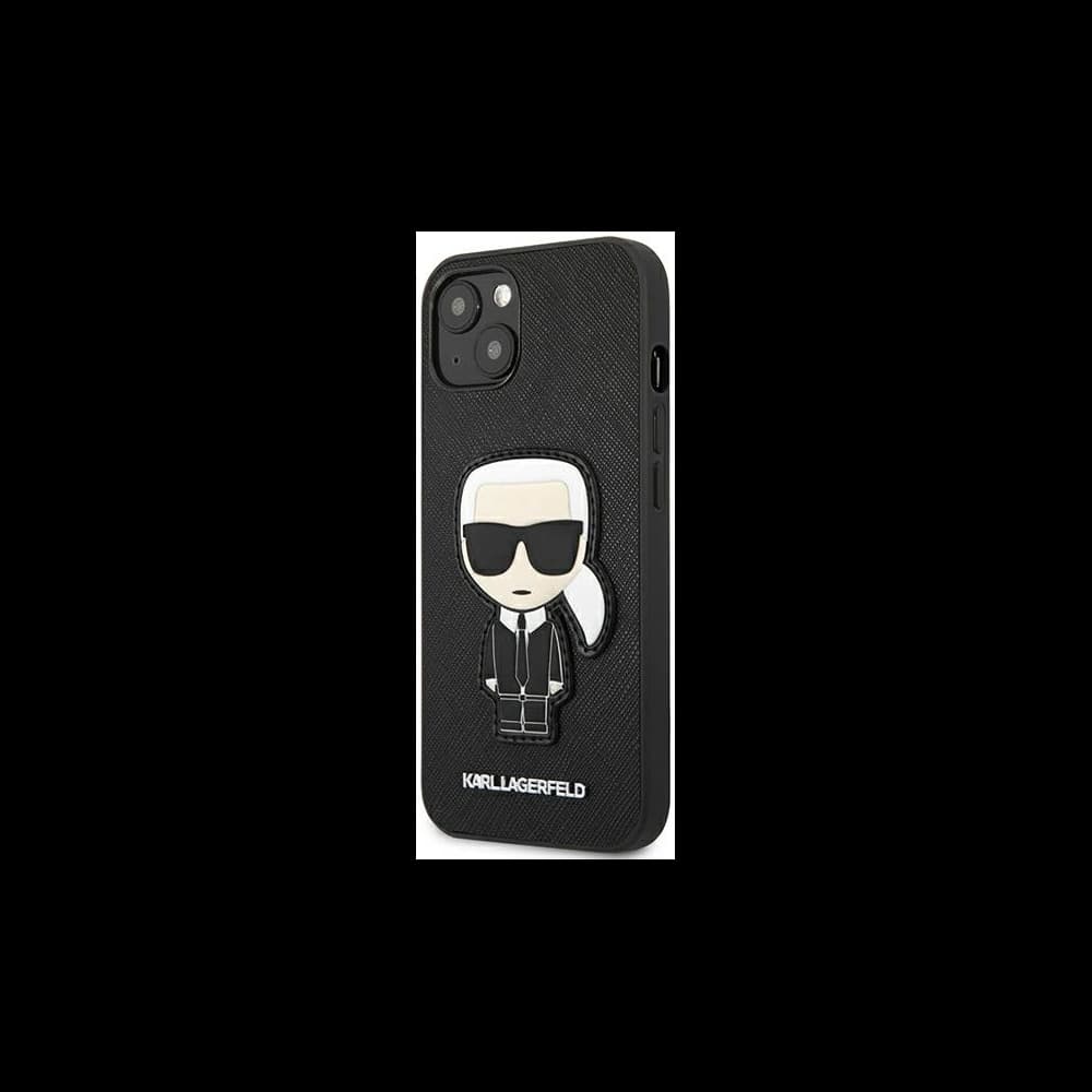 [CR] Karl Lagerfeld KLHCP13SOKPK Case for Apple iPhone 13 mini black hardcase Saffiano Ikonik Karl's Patch - 2