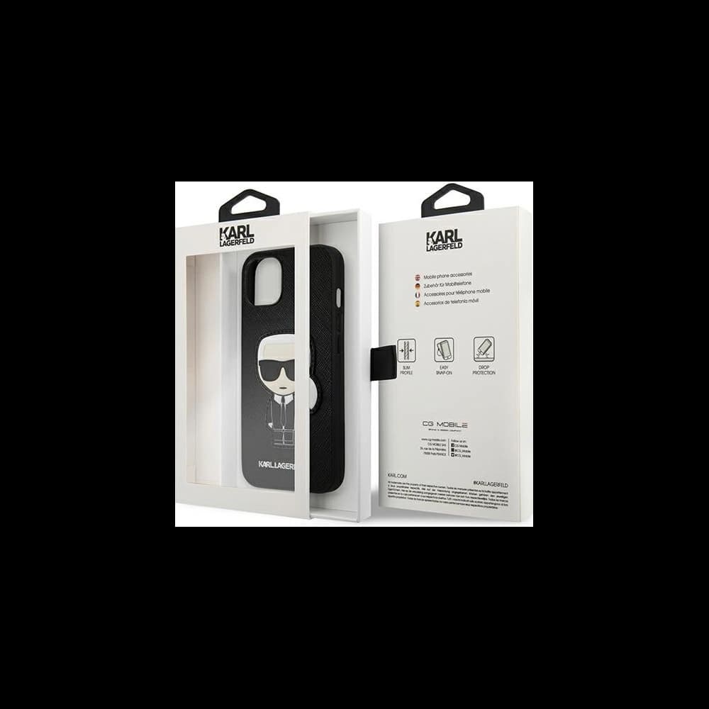 [CR] Karl Lagerfeld KLHCP13SOKPK Case for Apple iPhone 13 mini black hardcase Saffiano Ikonik Karl's Patch - 8