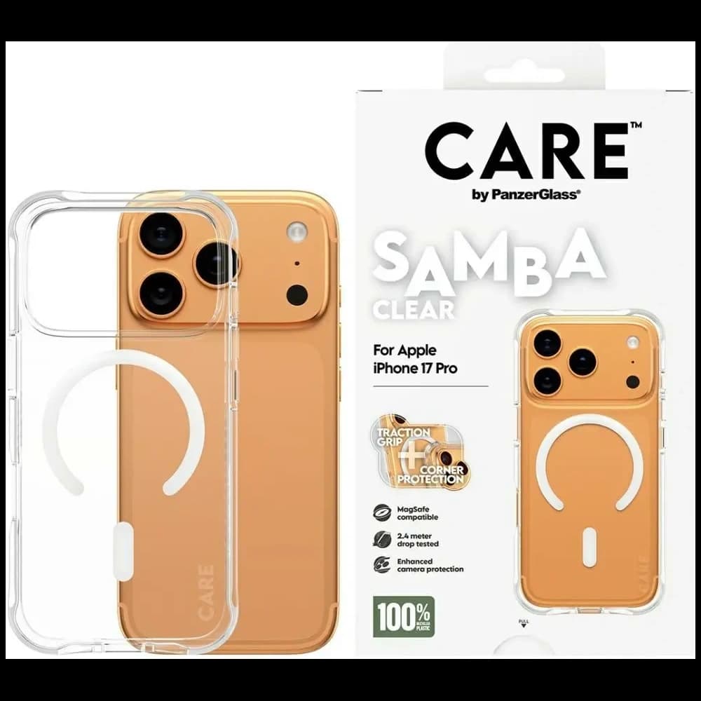 CARE by PanzerGlass Fashionable Samba w. White MagSafe Apple iPhone 17 Pro clear - 1