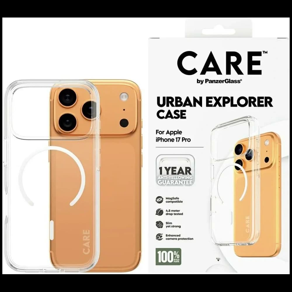 CARE by PanzerGlass Flagship Urban Explorer mit White MagSafe Apple iPhone 17 Pro klar
- 1