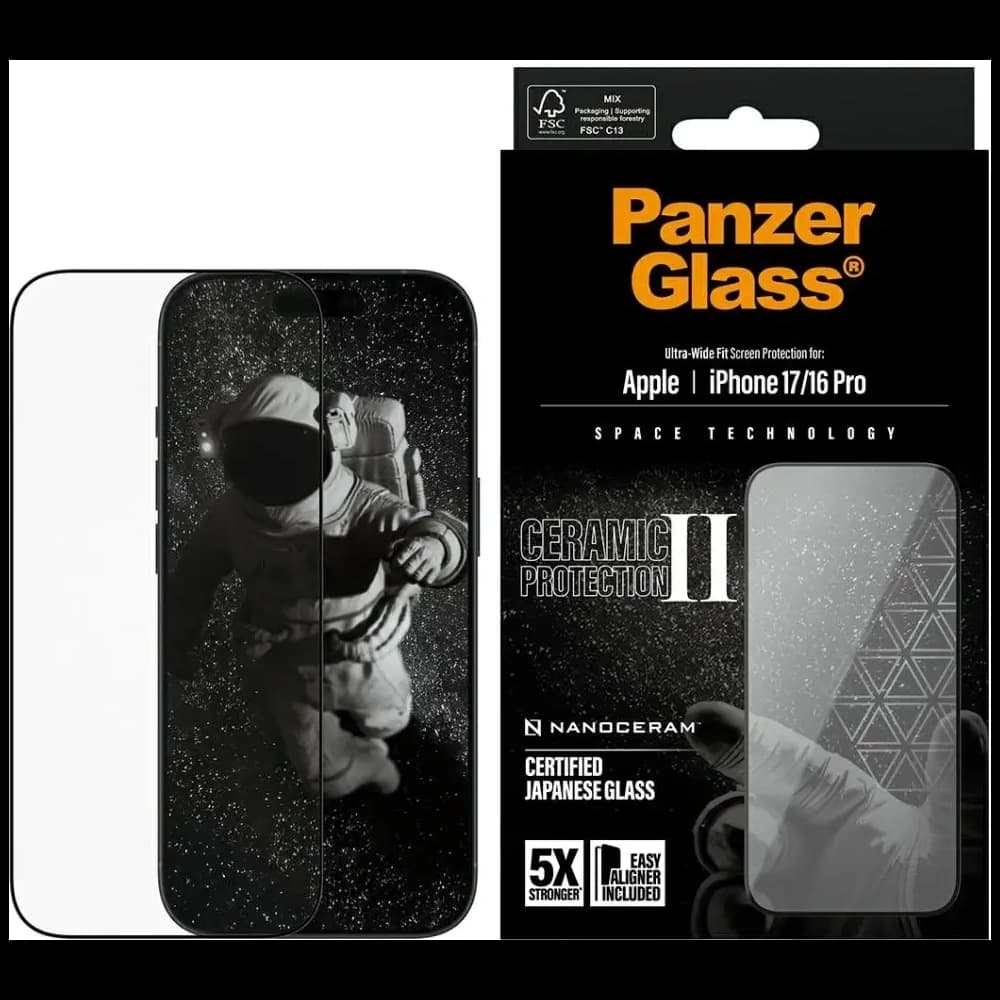 PanzerGlass Ceramic II Ultra-Wide Fit EasyAligner Apple iPhone 17 / 16 Pro - 1
