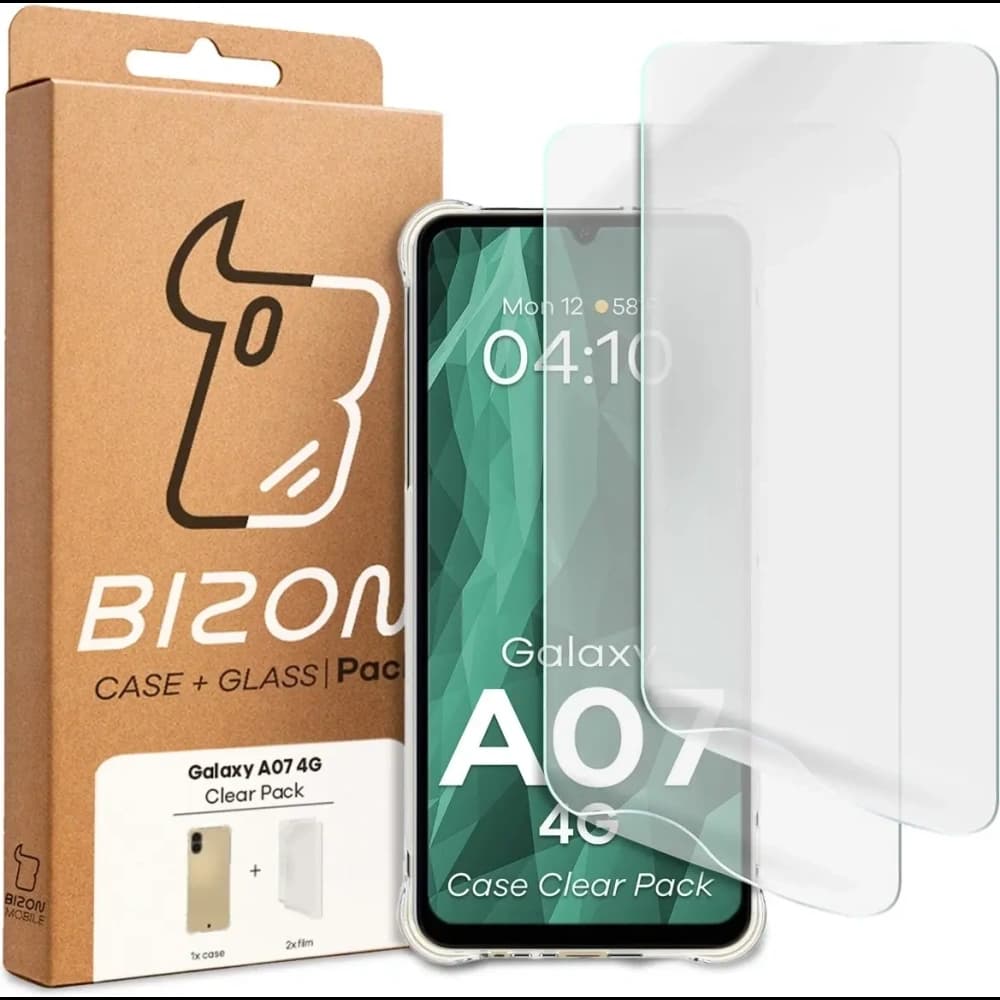 Elastyczne etui + 2x folia na ekran Bizon Case Clear Pack do Samsung Galaxy A07 4G - 9