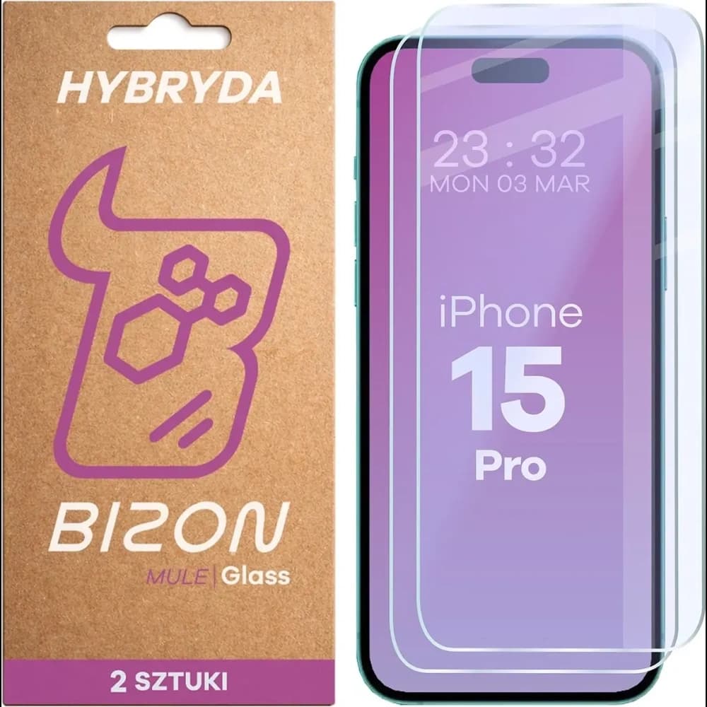 Bizon Glass Mule Duo Apple iPhone 15 Pro [2 PACK] - 1