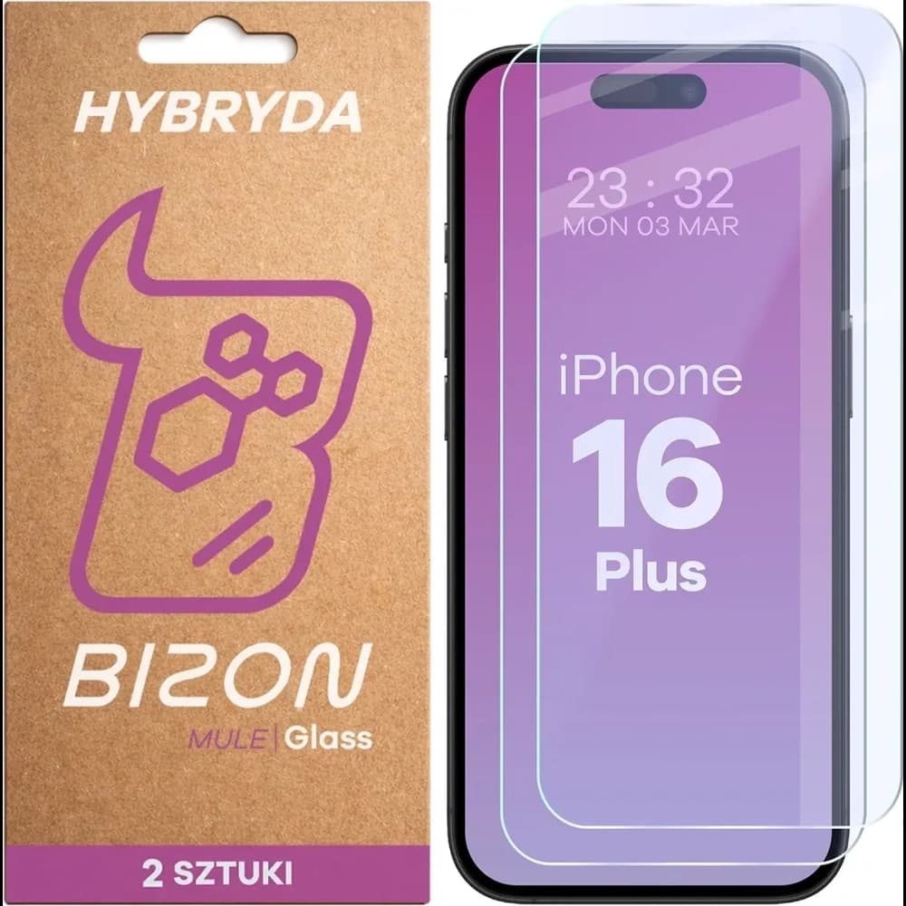 Bizon Glass Mule Duo Apple iPhone 16 Plus [2 PACK] - 1