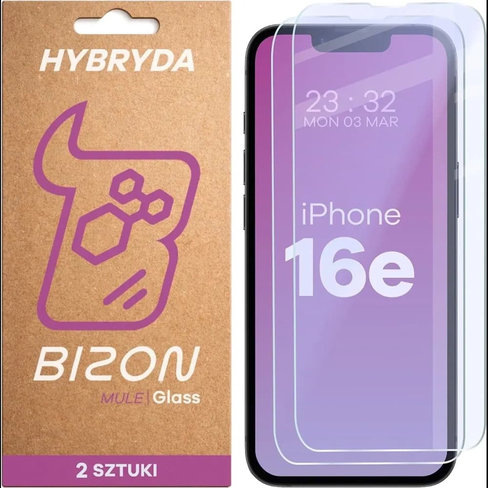 Bizon Glass Mule Duo Apple iPhone 17e / 16e [2 PACK] - 1