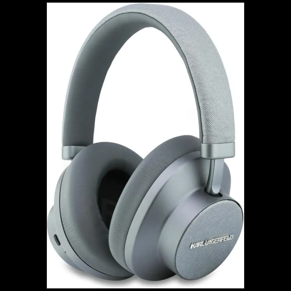 Karl Lagerfeld Saffiano Elongated Bluetooth Wireless over-ear headphones ANC gray - 1
