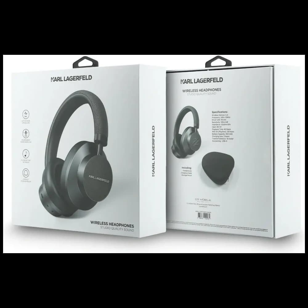 Karl Lagerfeld Saffiano Elongated Bluetooth Wireless over-ear headphones ANC gray - 6