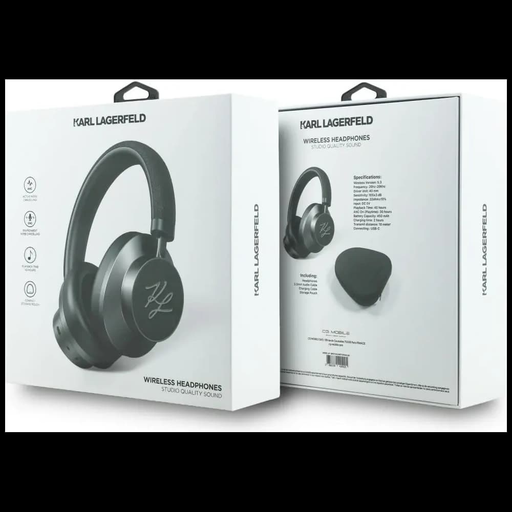 Karl Lagerfeld Grained Initials Bluetooth Wireless Over-Ear Kopfhörer ANC schwarz - 7